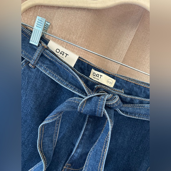 Oat New York Wide-Leg Blue Denim Tie Pants size 8/29 NWT - Picture 5 of 10